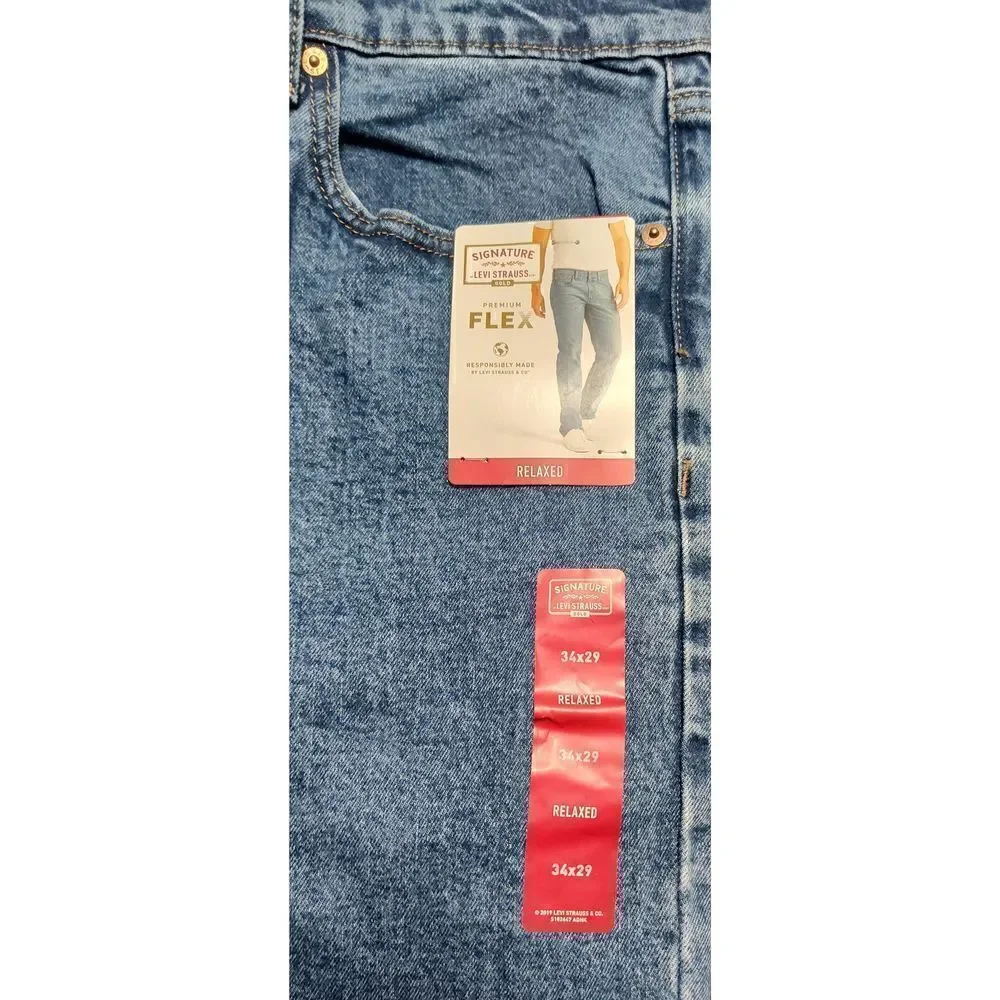 LEVI STRAUSS SIGNATURE GOLD PREMIUM FLEX RELAXED NWT JEANS 34 X 29